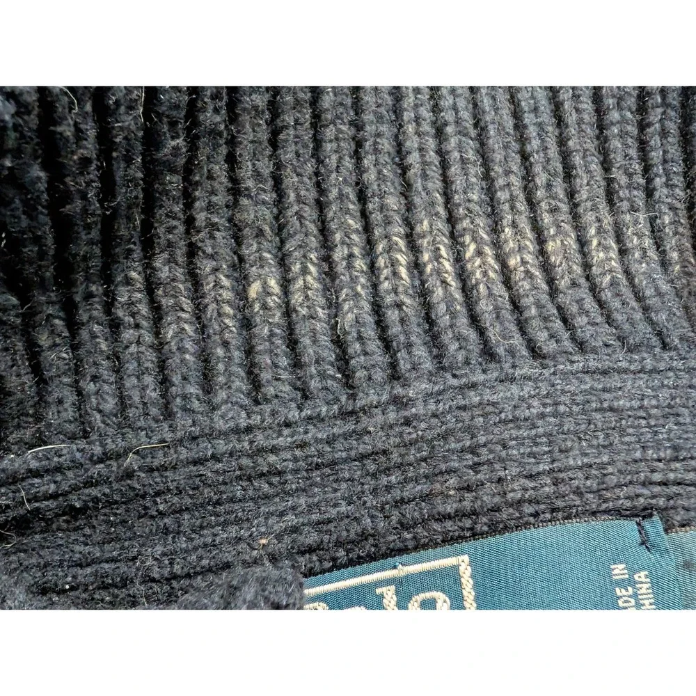 Polo Ralph Lauren Navy Cable Knit Cotton Cashmere Mock Neck Sweater Mens Large